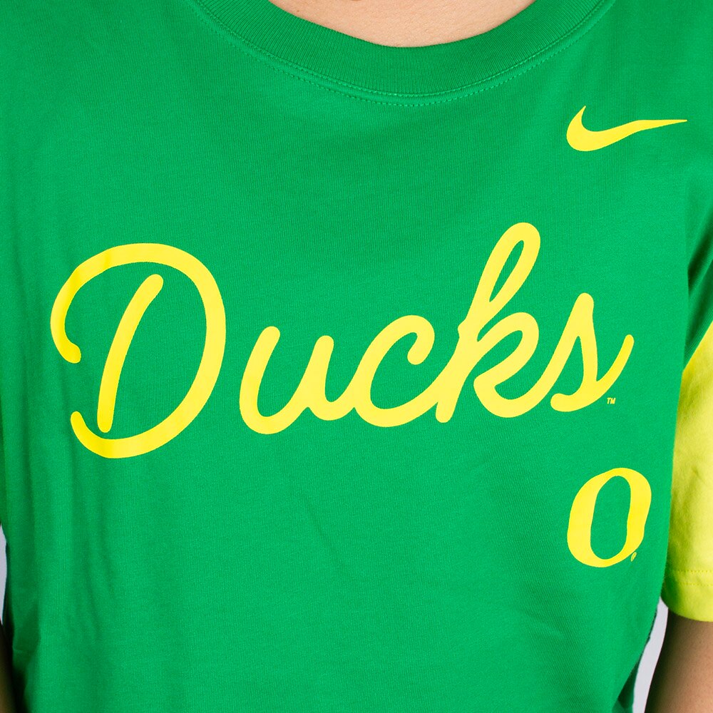 Classic Oregon O, Nike, Green, Crop Top, Cotton Blend, Women, Boxy, T-Shirt, 954280